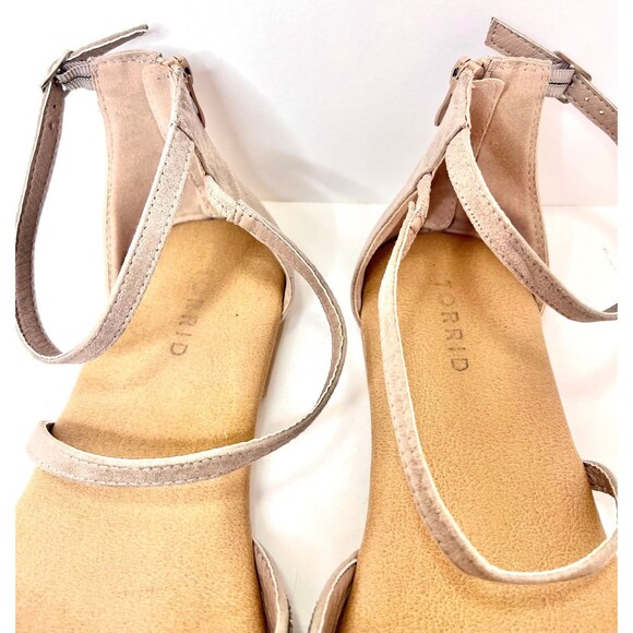 Torrid Rhinestone Nude Flats 9.5 WW (Fit 11) Sparkly Dressy Ankle Strap Shoes - Picture 4 of 10